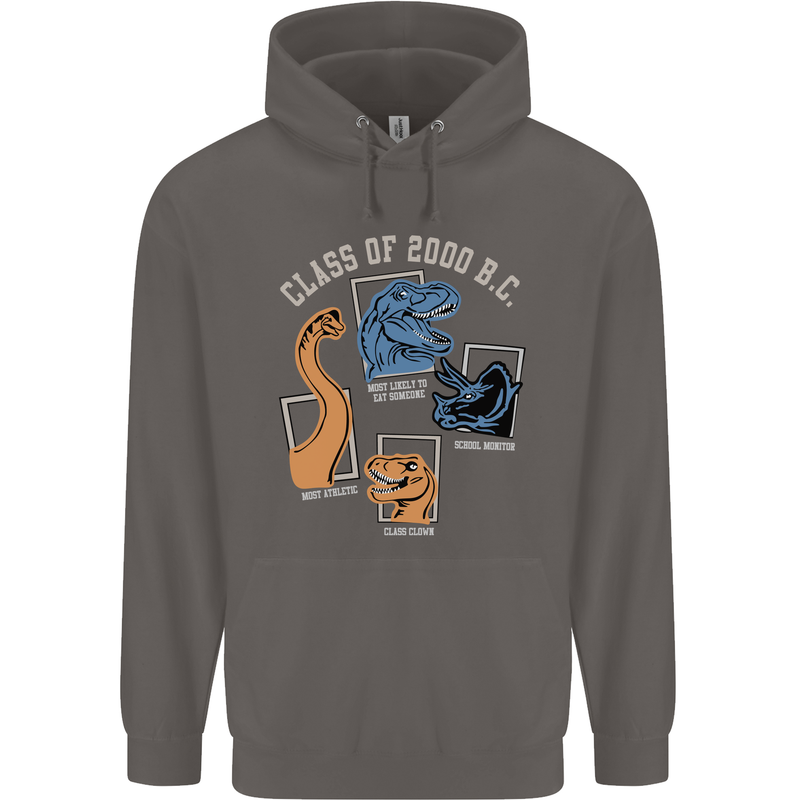 Dinosaur Class of 2000 BC Funny T-Rex Mens 80% Cotton Hoodie Charcoal