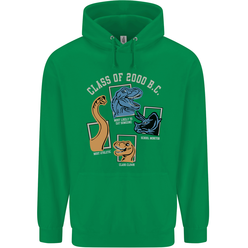 Dinosaur Class of 2000 BC Funny T-Rex Mens 80% Cotton Hoodie Irish Green