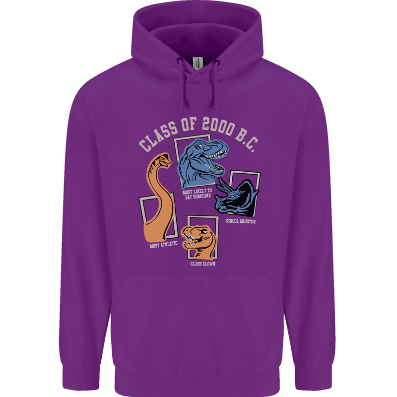 Dinosaur Class of 2000 BC Funny T-Rex Mens 80% Cotton Hoodie Purple