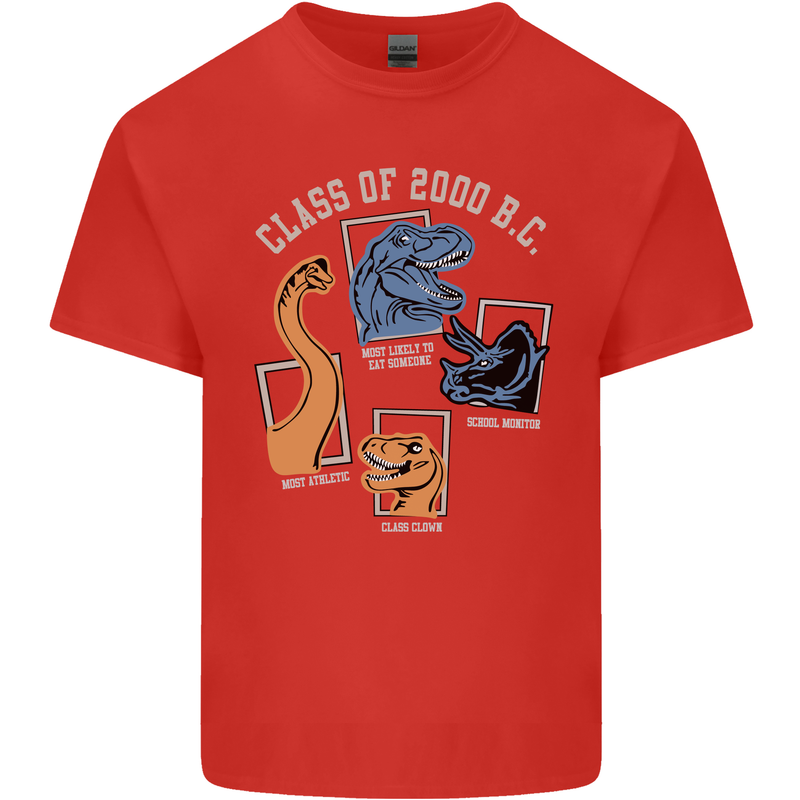 Dinosaur Class of 2000 BC Funny T-Rex Mens Cotton T-Shirt Tee Top Red