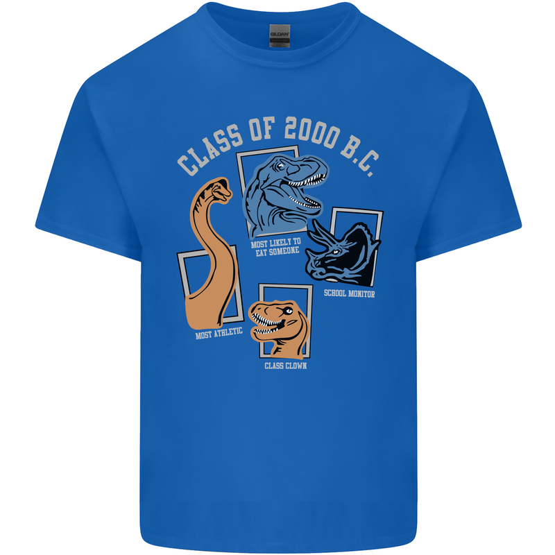Dinosaur Class of 2000 BC Funny T-Rex Mens Cotton T-Shirt Tee Top Royal Blue