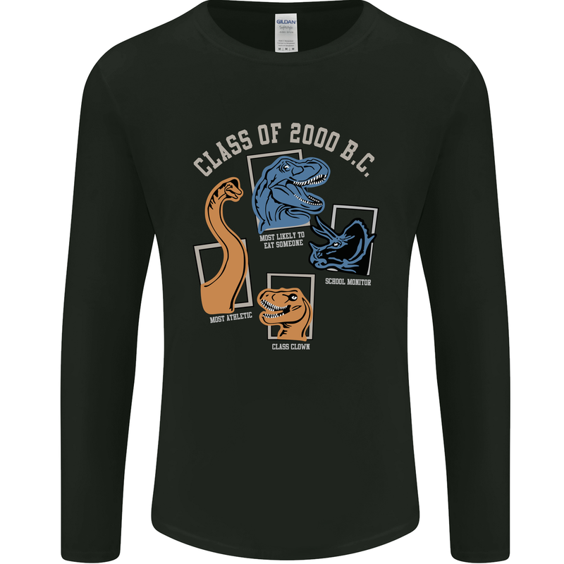 Dinosaur Class of 2000 BC Funny T-Rex Mens Long Sleeve T-Shirt Black