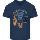 Dinosaur Class of 2000 BC Funny T-Rex Mens V-Neck Cotton T-Shirt Navy Blue