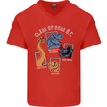 Dinosaur Class of 2000 BC Funny T-Rex Mens V-Neck Cotton T-Shirt Red