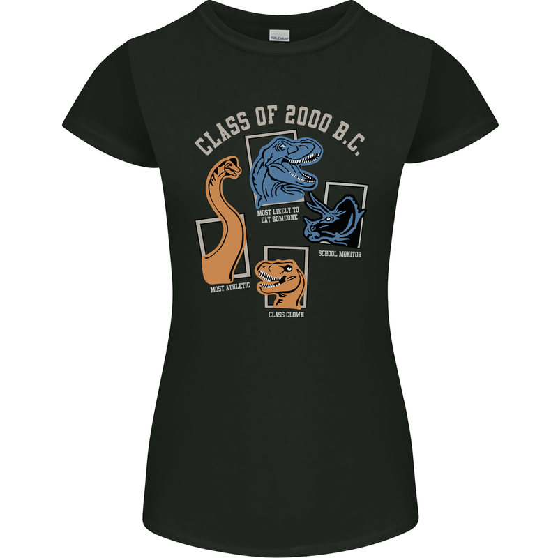 Dinosaur Class of 2000 BC Funny T-Rex Womens Petite Cut T-Shirt Black