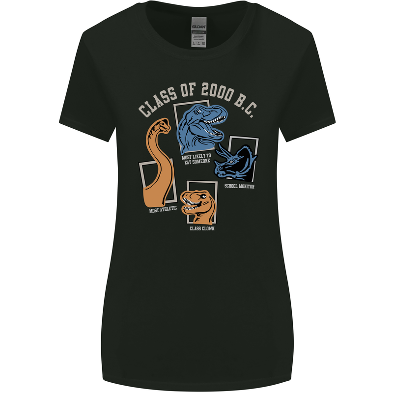 Dinosaur Class of 2000 BC Funny T-Rex Womens Wider Cut T-Shirt Black