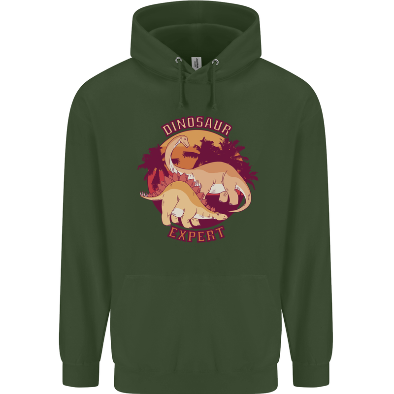 Dinosaur Expert Childrens Kids Hoodie Forest Green