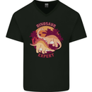 Dinosaur Expert Mens V-Neck Cotton T-Shirt Black