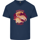 Dinosaur Expert Mens V-Neck Cotton T-Shirt Navy Blue