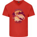 Dinosaur Expert Mens V-Neck Cotton T-Shirt Red