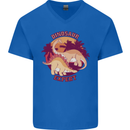Dinosaur Expert Mens V-Neck Cotton T-Shirt Royal Blue