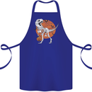Dinosaur Halloween T-Rex Cotton Apron 100% Organic Royal Blue