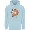 Dinosaur Halloween T-Rex Mens 80% Cotton Hoodie Light Blue