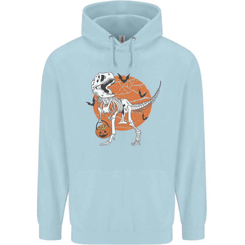 Dinosaur Halloween T-Rex Mens 80% Cotton Hoodie Light Blue