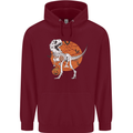 Dinosaur Halloween T-Rex Mens 80% Cotton Hoodie Maroon