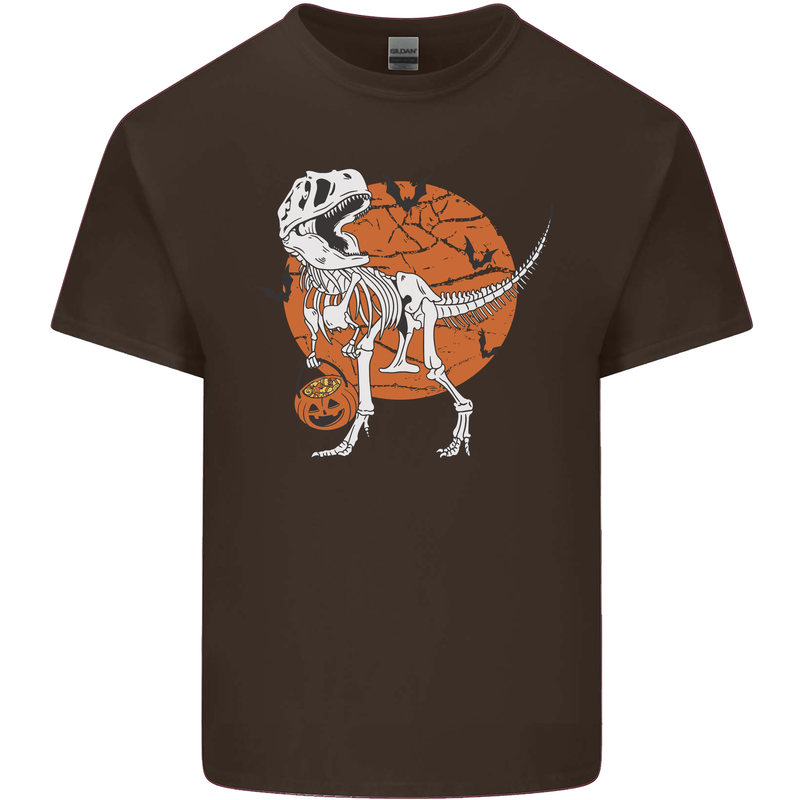 Dinosaur Halloween T-Rex Mens Cotton T-Shirt Tee Top Dark Chocolate