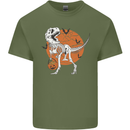 Dinosaur Halloween T-Rex Mens Cotton T-Shirt Tee Top Military Green