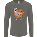 Dinosaur Halloween T-Rex Mens Long Sleeve T-Shirt Charcoal
