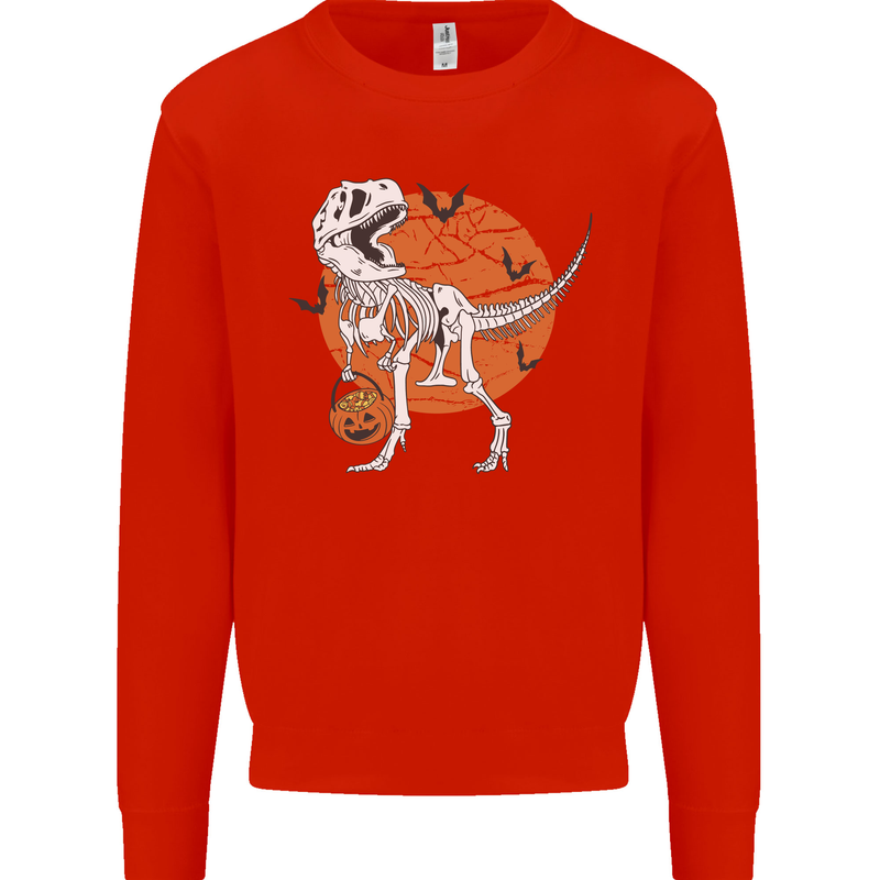 Dinosaur Halloween T-Rex Mens Sweatshirt Jumper Bright Red