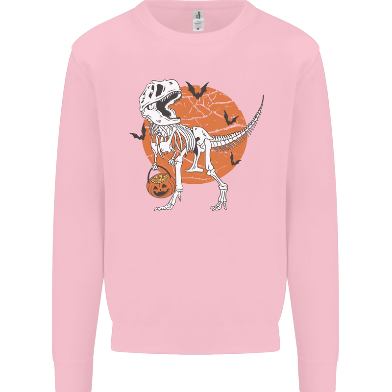 Dinosaur Halloween T-Rex Mens Sweatshirt Jumper Light Pink