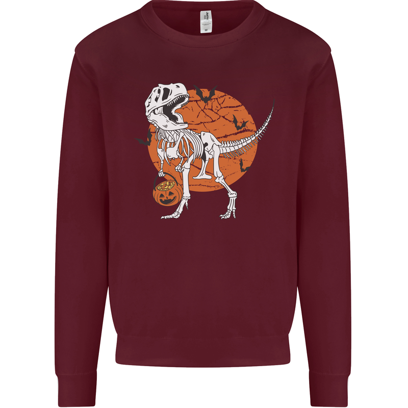 Dinosaur Halloween T-Rex Mens Sweatshirt Jumper Maroon