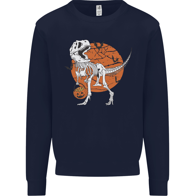 Dinosaur Halloween T-Rex Mens Sweatshirt Jumper Navy Blue