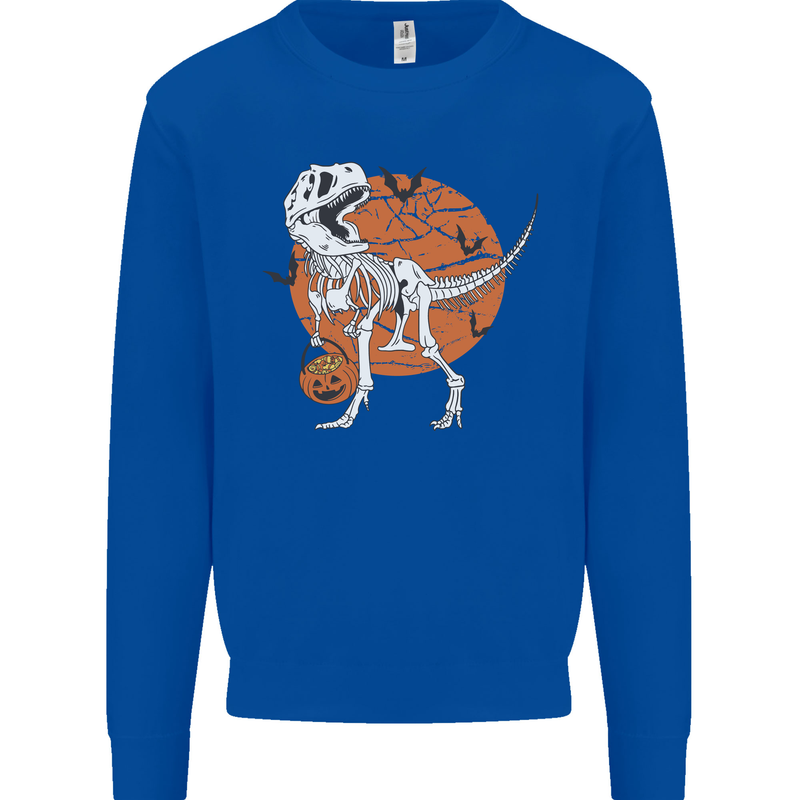Dinosaur Halloween T-Rex Mens Sweatshirt Jumper Royal Blue