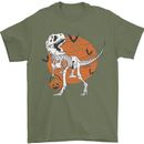 Dinosaur Halloween T-Rex Mens T-Shirt 100% Cotton Military Green