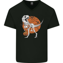 Dinosaur Halloween T-Rex Mens V-Neck Cotton T-Shirt Black