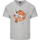 Dinosaur Halloween T-Rex Mens V-Neck Cotton T-Shirt Sports Grey