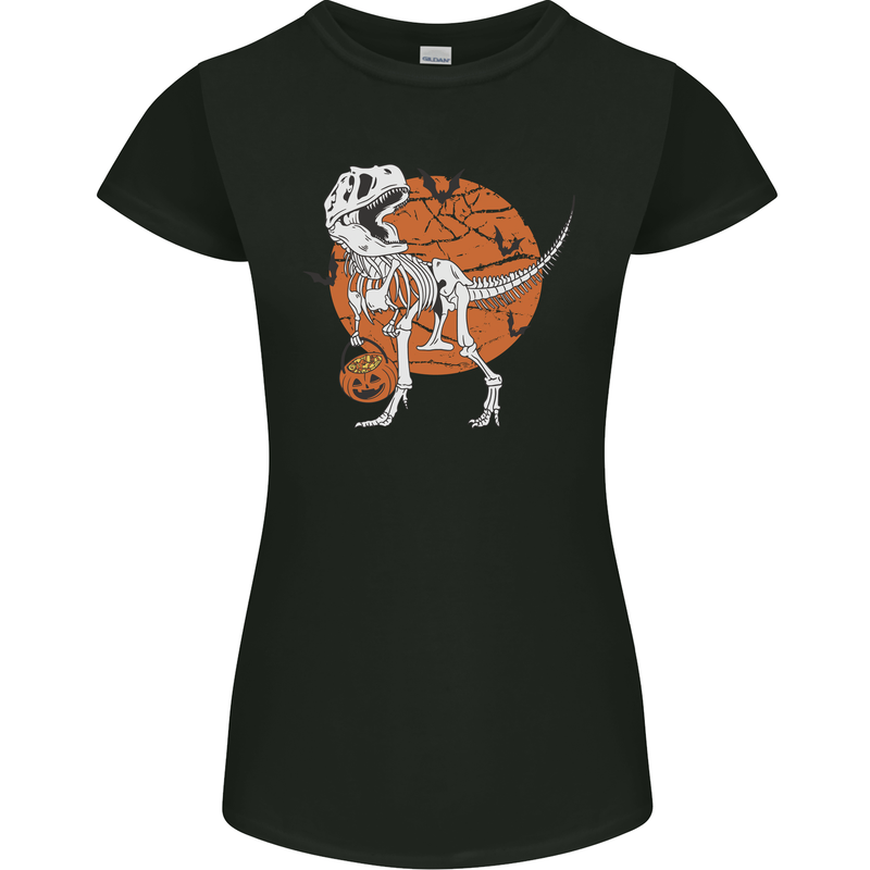Dinosaur Halloween T-Rex Womens Petite Cut T-Shirt Black