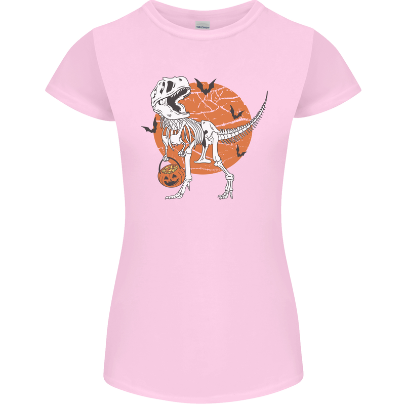 Dinosaur Halloween T-Rex Womens Petite Cut T-Shirt Light Pink