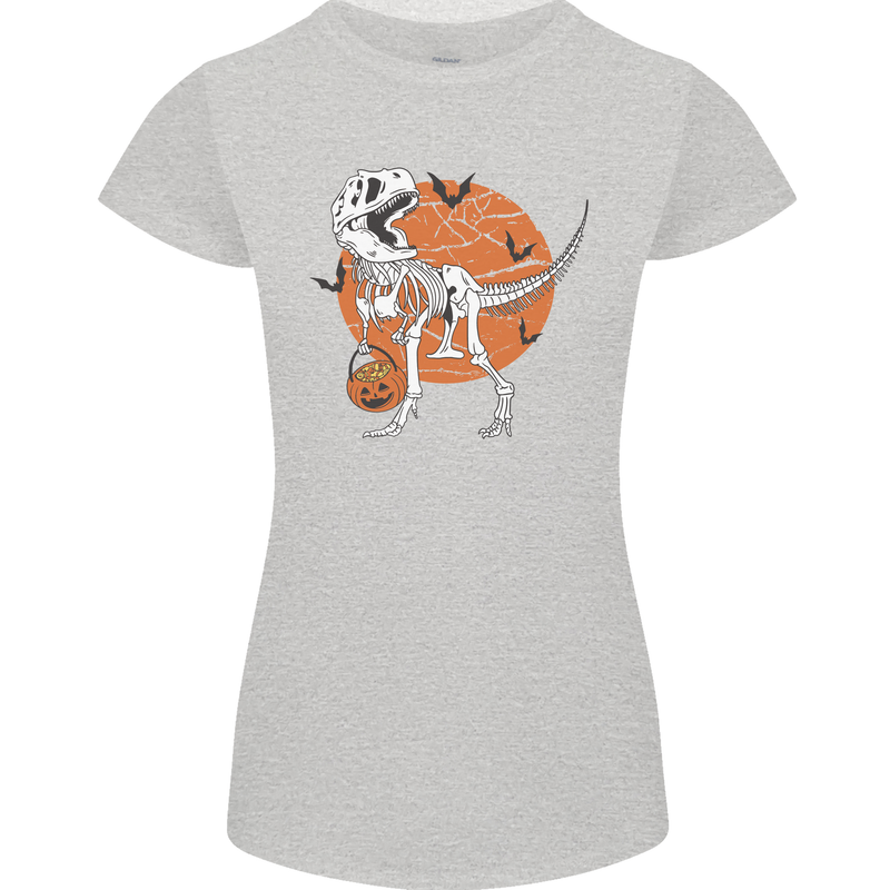 Dinosaur Halloween T-Rex Womens Petite Cut T-Shirt Sports Grey