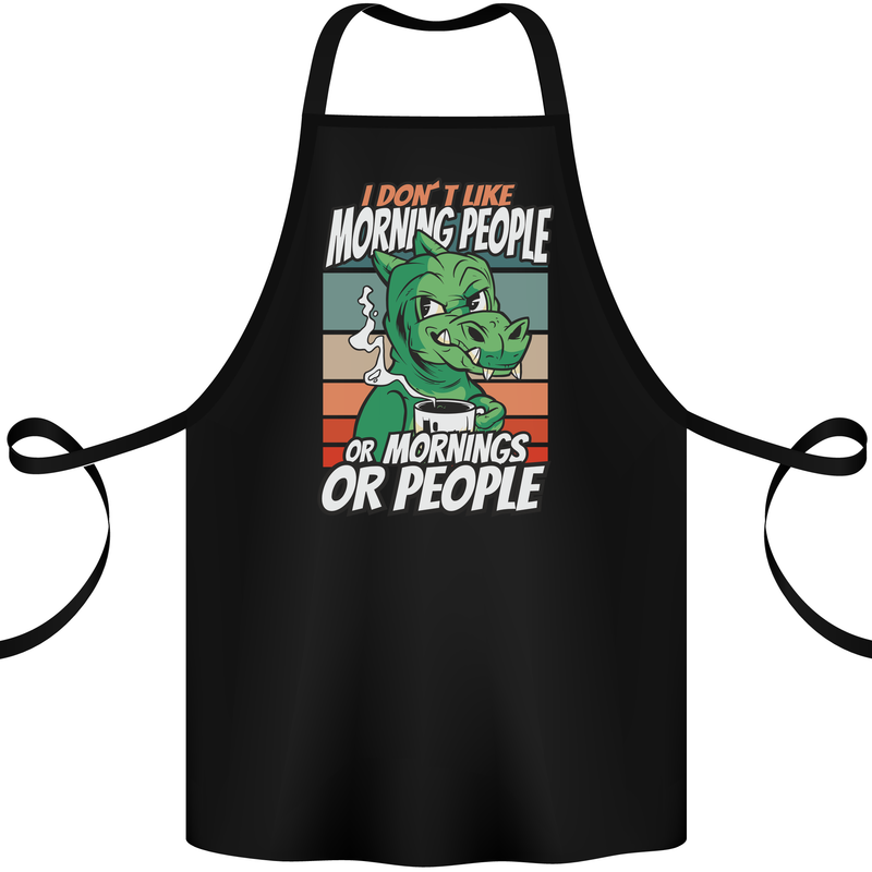 Dinosaur I Don't Like Morning People Funny Cotton Apron 100% Organic Black