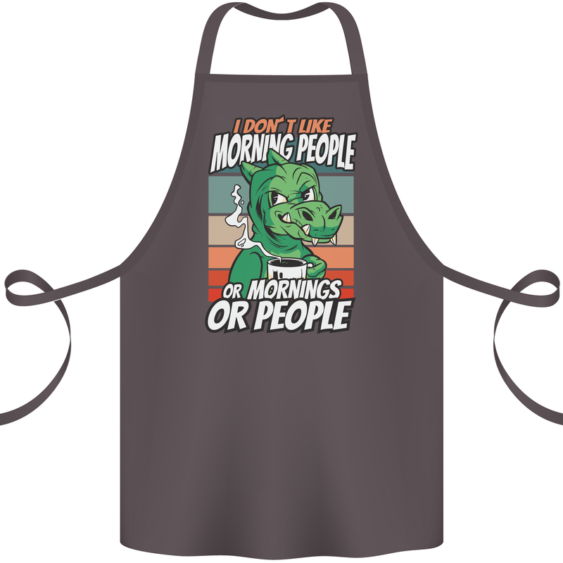 Dinosaur I Don't Like Morning People Funny Cotton Apron 100% Organic Dark Grey