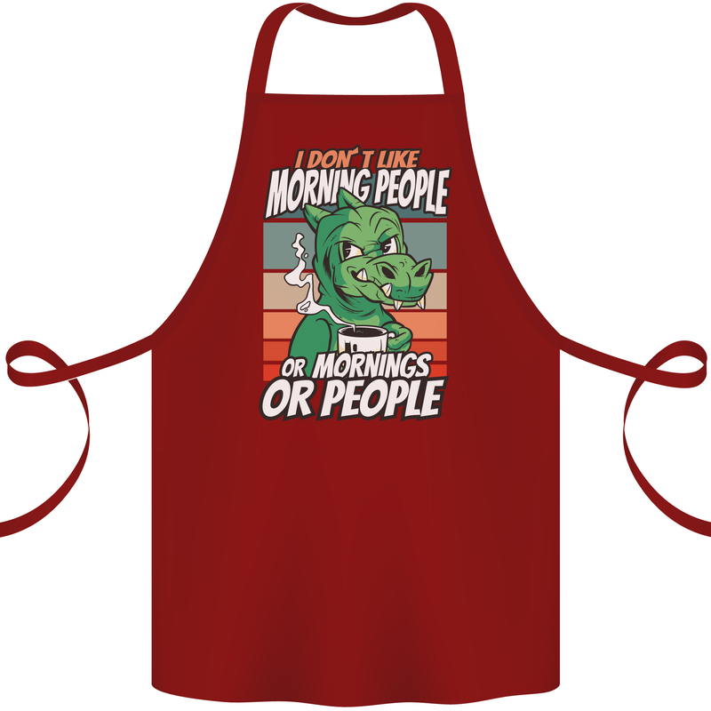 Dinosaur I Don't Like Morning People Funny Cotton Apron 100% Organic Maroon