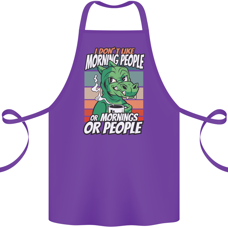 Dinosaur I Don't Like Morning People Funny Cotton Apron 100% Organic Purple