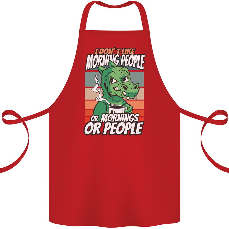 Dinosaur I Don't Like Morning People Funny Cotton Apron 100% Organic Red