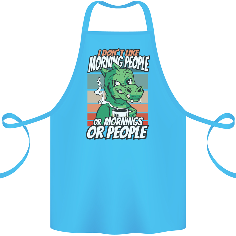 Dinosaur I Don't Like Morning People Funny Cotton Apron 100% Organic Turquoise