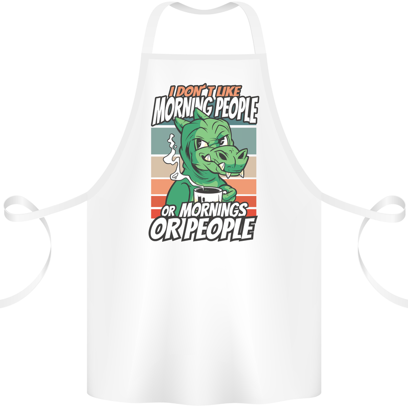 Dinosaur I Don't Like Morning People Funny Cotton Apron 100% Organic White