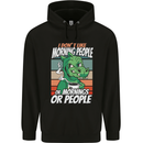 Dinosaur I Don't Like Morning People Funny Mens 80% Cotton Hoodie Black