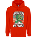 Dinosaur I Don't Like Morning People Funny Mens 80% Cotton Hoodie Bright Red