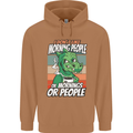 Dinosaur I Don't Like Morning People Funny Mens 80% Cotton Hoodie Caramel Latte