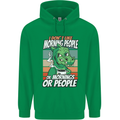 Dinosaur I Don't Like Morning People Funny Mens 80% Cotton Hoodie Irish Green