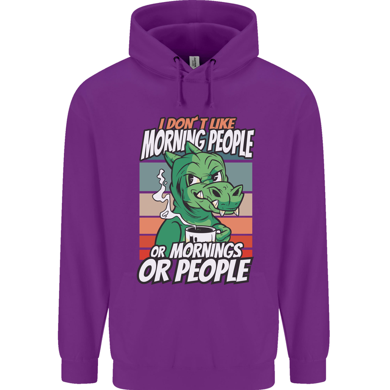 Dinosaur I Don't Like Morning People Funny Mens 80% Cotton Hoodie Purple
