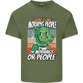 Dinosaur I Don't Like Morning People Funny Mens Cotton T-Shirt Tee Top Military Green