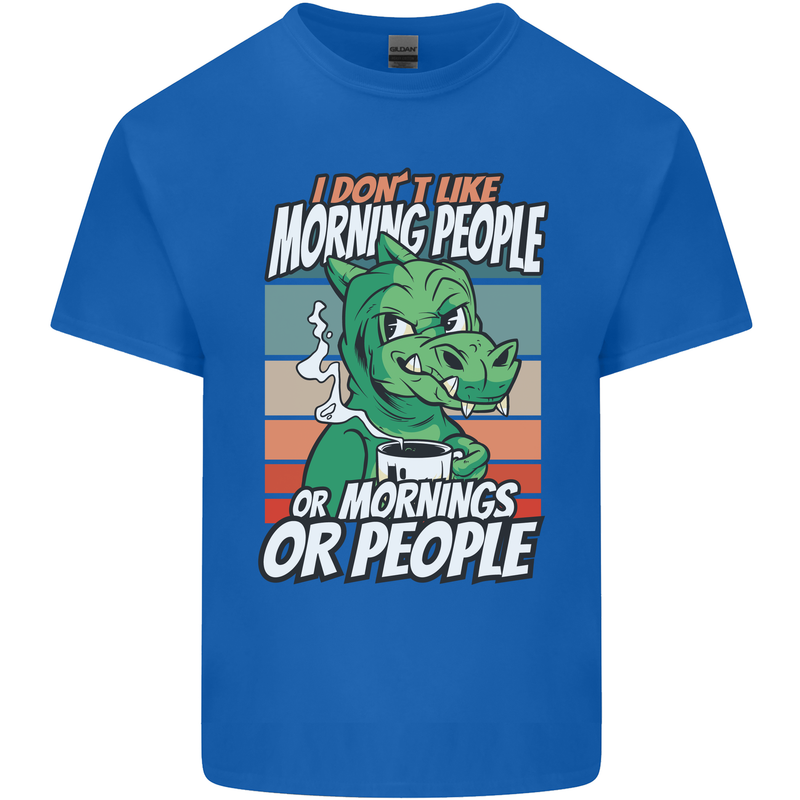 Dinosaur I Don't Like Morning People Funny Mens Cotton T-Shirt Tee Top Royal Blue
