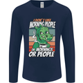 Dinosaur I Don't Like Morning People Funny Mens Long Sleeve T-Shirt Navy Blue