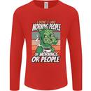 Dinosaur I Don't Like Morning People Funny Mens Long Sleeve T-Shirt Red