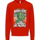 Dinosaur I Don't Like Morning People Funny Mens Sweatshirt Jumper Bright Red